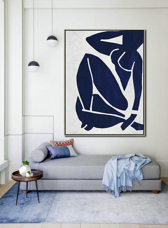Large Abstract Art,Buy Hand Painted Navy Blue Abstract Painting Nude Art Online,Abstract Painting Modern Art #T6W9 - Click Image to Close